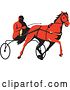 Vector Clip Art of Retro Red Guy Horse Harness Racing by Patrimonio