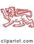Vector Clip Art of Retro Red Heraldic Lion 2 by Vector Tradition SM