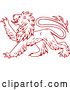 Vector Clip Art of Retro Red Heraldic Lion Clawing by Vector Tradition SM