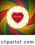 Vector Clip Art of Retro Red Love Heart with Happy Valentines Day Text, Polka Dots, Scallops over a Dark Rainbow Swirl by Elaineitalia