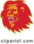 Vector Clip Art of Retro Red Orange and Yellow Roaring Lion Head by Patrimonio