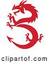 Vector Clip Art of Retro Red Rampant Dragon by Patrimonio