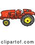 Vector Clip Art of Retro Red Sketched Tractor by Prawny