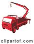 Vector Clip Art of Retro Red Truck Mounted Hydraulic Crane Cartage with Hydraulic Boom Hoist by Patrimonio