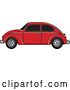 Vector Clip Art of Retro Red Vw Beetle Car with Tinted Windows by Lal Perera