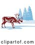 Vector Clip Art of Retro Reindeer on a Frozen Lake by Patrimonio