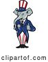 Vector Clip Art of Retro Republican GOP Party Elephant Uncle Sam Holding a Thumb up by Patrimonio