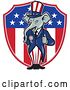 Vector Clip Art of Retro Republican GOP Party Elephant Uncle Sam Holding a Thumb up over an American Shield by Patrimonio