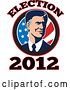 Vector Clip Art of Retro Republicn American Presidential Candidate Mitt Romney over Stars and Stripes with 2012 Election Tex by Patrimonio