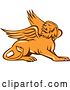 Vector Clip Art of Retro Resting Griffin Winged Lion by Patrimonio