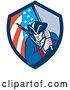 Vector Clip Art of Retro Revolutionary Soldier Minute Guy with an American Flag in a Shield by Patrimonio