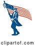 Vector Clip Art of Retro Revolutionary Soldier Walking with an American Betsy Ross Flag by Patrimonio