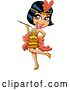Vector Clip Art of Retro Roaring 20s Flapper Party Lady Kicking a Leg Back and Holding a Cigarette by Clip Art Mascots