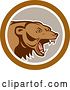 Vector Clip Art of Retro Roaring Angry Grizzly Bear in a Gray and Brown Circle by Patrimonio