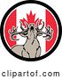 Vector Clip Art of Retro Roaring Deer in a Canadian Flag Circle by Patrimonio