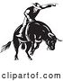 Vector Clip Art of Retro Rodeo Cowboy on a Bucking Bull by Patrimonio