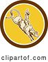 Vector Clip Art of Retro Rodeo Cowboy on a Bucking Bull in a Circle by Patrimonio