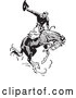 Vector Clip Art of Retro Rodeo Cowboy on a Bucking Horse 2 by BestVector