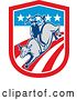 Vector Clip Art of Retro Rodeo Cowboy on a Bull in an American Flag Shield by Patrimonio