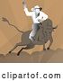 Vector Clip Art of Retro Rodeo Cowboy on Abull over Brown by Patrimonio