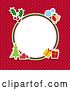 Vector Clip Art of Retro Round Christmas Frame with Items on Red Polka Dots by KJ Pargeter