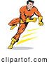 Vector Clip Art of Retro Running Super Hero by Patrimonio