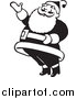 Vector Clip Art of Retro Santa Claus Presenting - Black and White Version by BestVector