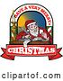 Vector Clip Art of Retro Santa Writing a List with Have a Very Merry Christmas Banner and Text by Patrimonio