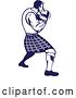 Vector Clip Art of Retro Scotsman Athlete Wearing a Kilt, Playing a Highland Weight Throwing Game by Patrimonio