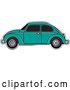 Vector Clip Art of Retro Sea Green Vw Beetle Car with Tinted Windows by Lal Perera