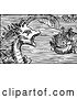 Vector Clip Art of Retro Sea Monster Inundating a Ship by Picsburg