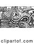 Vector Clip Art of Retro Sea Serpent Monster Attacking a Ship by Picsburg