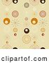 Vector Clip Art of Retro Seamless Background of White, Brown, Red and Orange Bursts and Circles on Beige by KJ Pargeter
