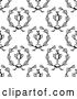 Vector Clip Art of Retro Seamless Background Pattern of Grayscale Laurel Wreaths and Trophies by Vector Tradition SM