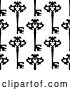 Vector Clip Art of Retro Seamless Background Pattern of Ornate Black Skeleton Keys on White by Vector Tradition SM