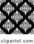 Vector Clip Art of Retro Seamless Background Pattern of White Damask Floral on Black by Vector Tradition SM