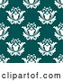 Vector Clip Art of Retro Seamless Background Pattern of White Damask Floral on Teal by Vector Tradition SM