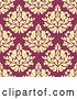 Vector Clip Art of Retro Seamless Background Pattern of Yellow Damask Floral on Pink by Vector Tradition SM