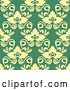 Vector Clip Art of Retro Seamless Background Pattern of Yellow Floral on Green by Vector Tradition SM