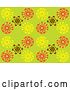 Vector Clip Art of Retro Seamless Green Yellow Brown and Orange Blossom Background by Cherie Reve