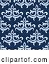 Vector Clip Art of Retro Seamless Pattern Background of Blue Floral Damask by Vector Tradition SM