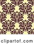 Vector Clip Art of Retro Seamless Pattern Background of Brown Floral Damask on Yellow by Vector Tradition SM