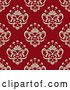 Vector Clip Art of Retro Seamless Pattern Background of Floral Damask on Red by Vector Tradition SM