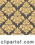 Vector Clip Art of Retro Seamless Pattern Background of Tan Floral Damask on Taupe by Vector Tradition SM