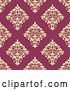 Vector Clip Art of Retro Seamless Pattern Background of Yellow Floral Damask on Pink by Vector Tradition SM