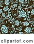 Vector Clip Art of Retro Seamless Pattern of Blue Roses on Brown by Vector Tradition SM