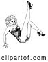 Vector Clip Art of Retro Sexy Pinup Girl Leaning Back on Her Hands, Kicking up Her Leg by C Charley-Franzwa