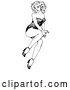 Vector Clip Art of Retro Sexy Pinup Girl Sitting on the Floor with One Hand on Her Knee by C Charley-Franzwa