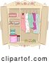 Vector Clip Art of Retro Shabby Chic Armoire with Ladies Clothing by BNP Design Studio