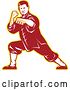 Vector Clip Art of Retro Shaolin Kung Fu Martial Artist in a Fighting Stance by Patrimonio